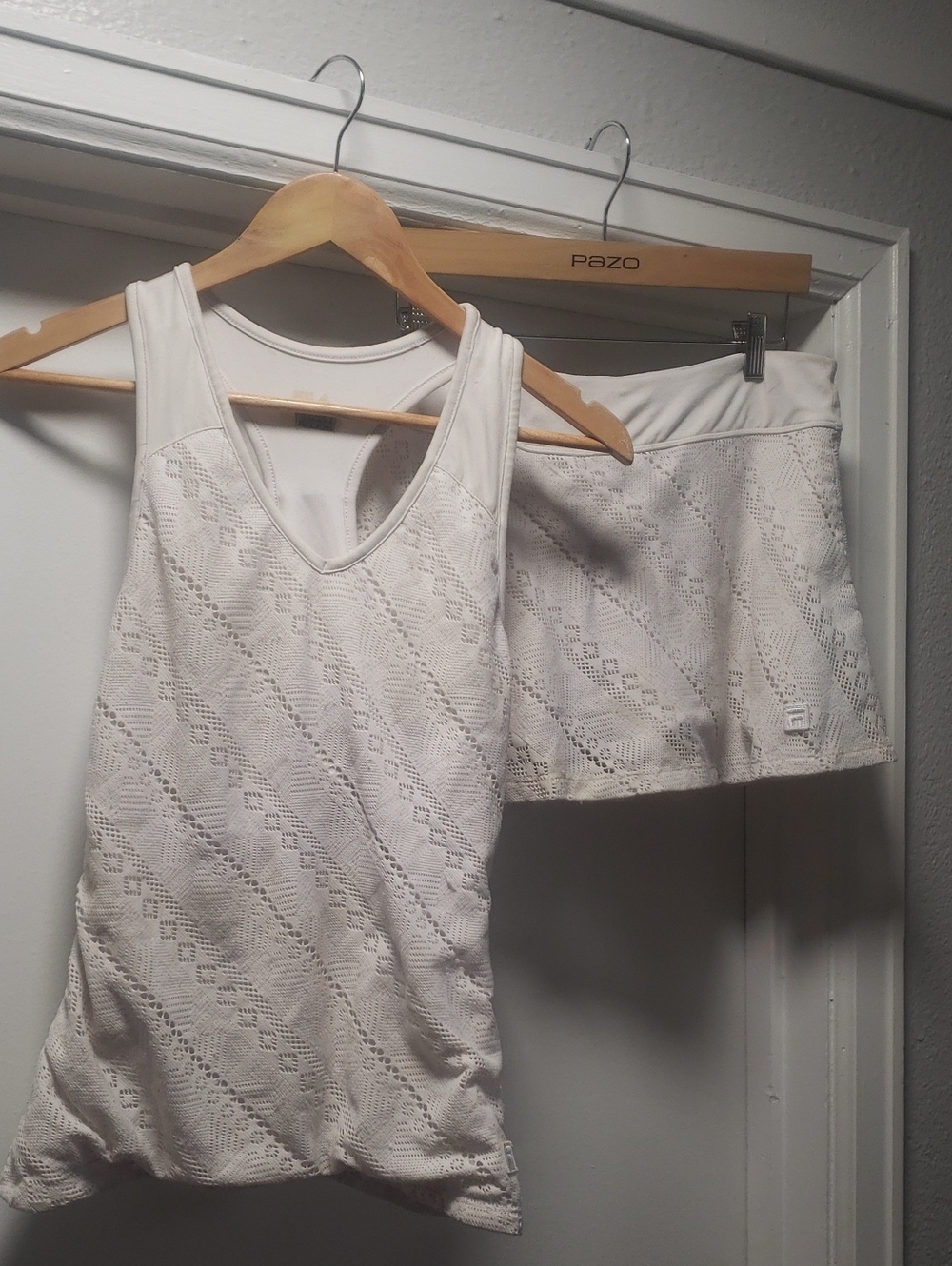 Fila White Lace-Pattern Racerback Tank Top
